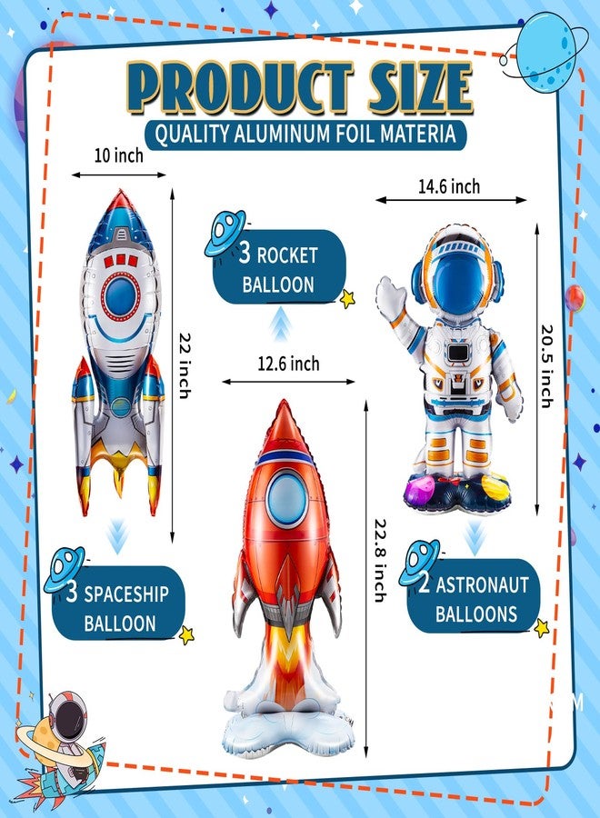 RoundFunny 8 Pcs Outer Space Foil Balloons Rocket Balloons for Space Astronaut Spaceship Rocket Theme Birthday Party Decoration Planet Party Decoration - Image 2